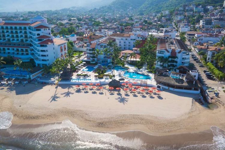 Buenaventura Grand Hotel and Great Moments beachfront all-inclusive resort near downtown Puerto Vallarta, Mexico.