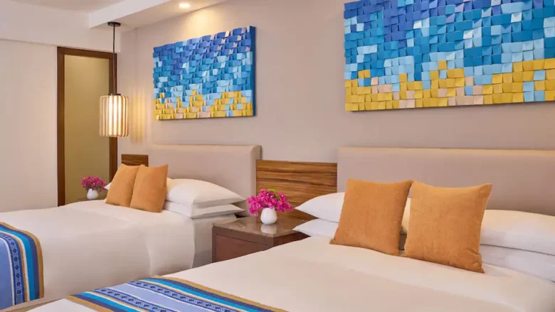Ocean View Double room with two double beds at Hyatt Ziva Puerto Vallarta overlooking the Pacific Ocean.